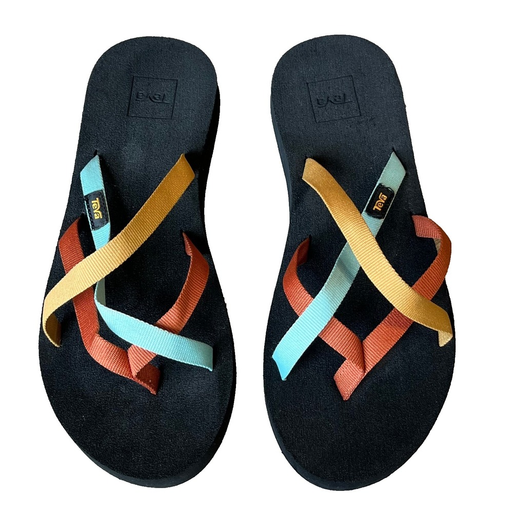 Teva Olawahu Thong Sandals Rust Colorblock Womens 8 UK 6 EU 39